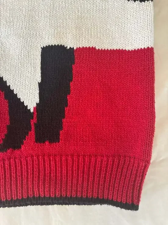 Vintage 80s J.G. Hook Red Knit Cow Graphic Short Sleeve Sweater Medium - Picture 7 of 11